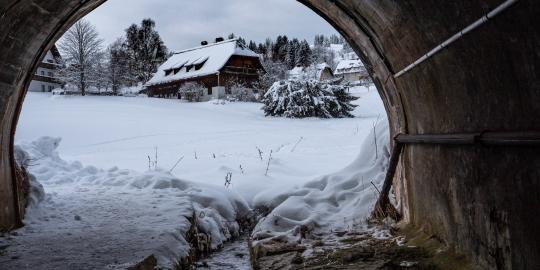 14 Altglashütten Winter Blick durch Tunnel